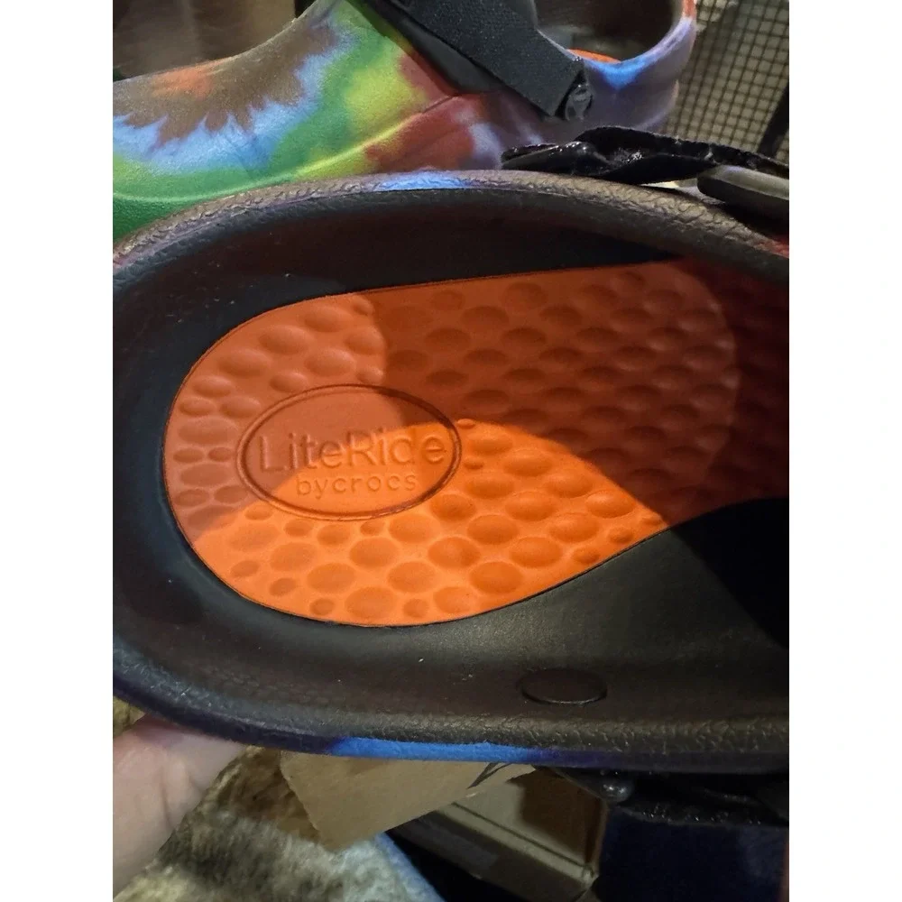 Crocs Classic Tie Dye LiteRide Slip‎ on Sandals Clogs Men Size 10 Women Size 12